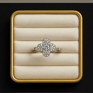 Tory Burch Elegant Silver tone  & Rhinestone Ring